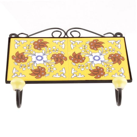 Yellow Brown Flower Tiles Hooks
